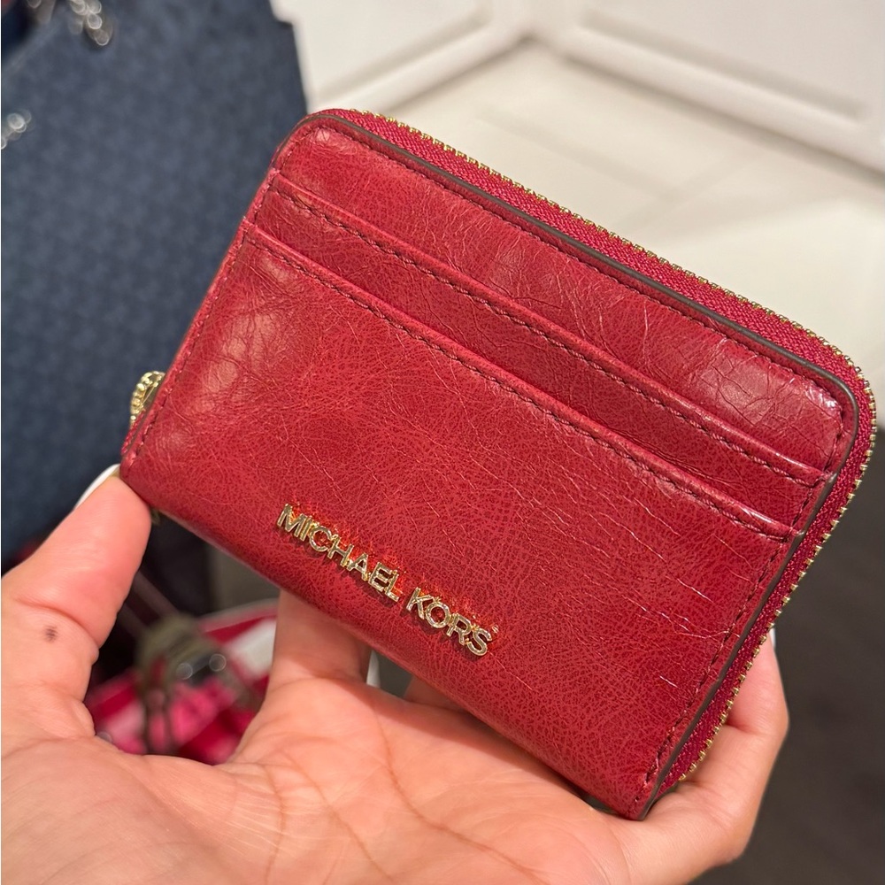 Michael Kors Red Leather Key & Card Holder